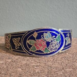 Vintage Cloisonné Hinged Clamper Bracelet